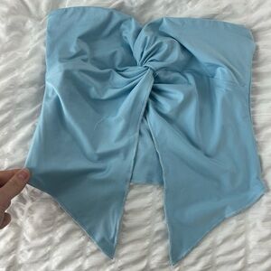 Light Blue Strapless Top